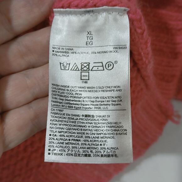 Banana Republic Sweater Womens XL Pink Strawberry Turtleneck Wool Alpaca - Picture 5 of 9